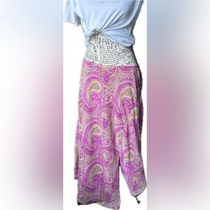 Lane Bryant Retro Y2K Barbie Pink Paisley Asymmetrical Skirt Side Slits  14/16